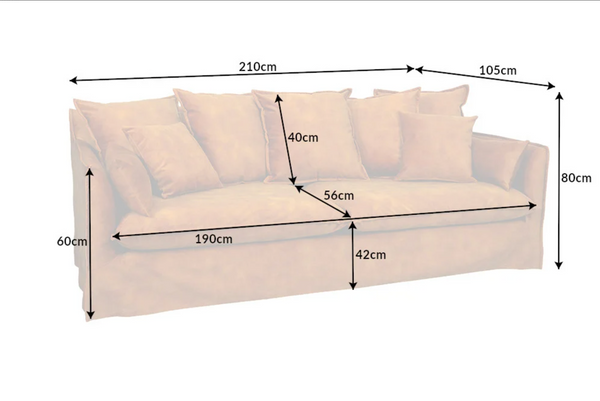 Heaven Large Yellow Mustard Three Seater Sofa with Washable Cover Couch 210 cm