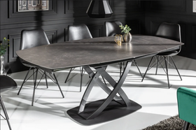 Inception Extendable Dining Table 130-190 cm in Anthracite Look Ceramic Rotating
