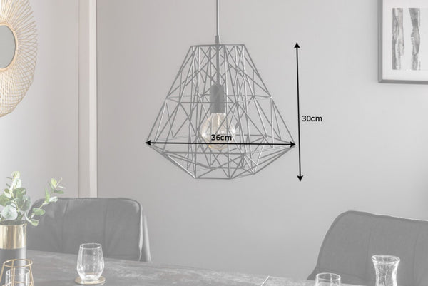 Filigree Suspension Hanging Industrial Cage Lamp Black 36cm
