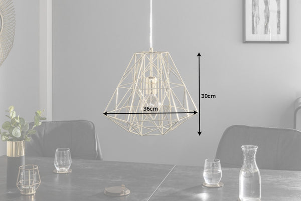 Filigree Suspension Hanging Industrial Cage Lamp Gold 36cm