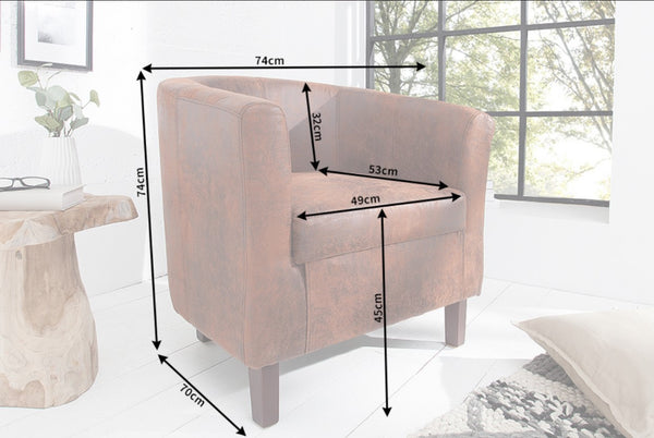 Hemingway Retro Armchair Whiskey Brown with Solid Wood Legs