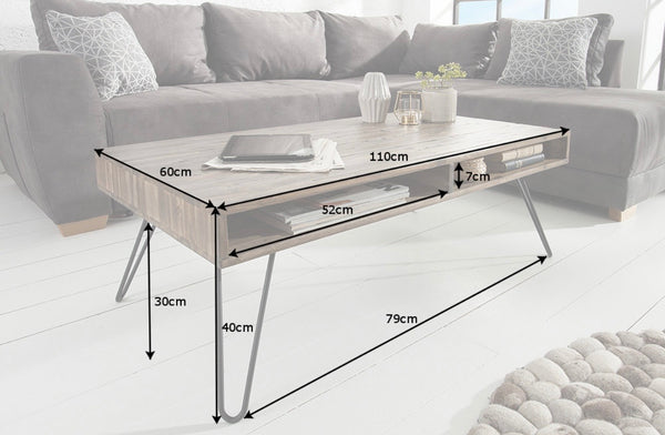 Scorpion Acacia Wood Coffee Table Grey 110 cm