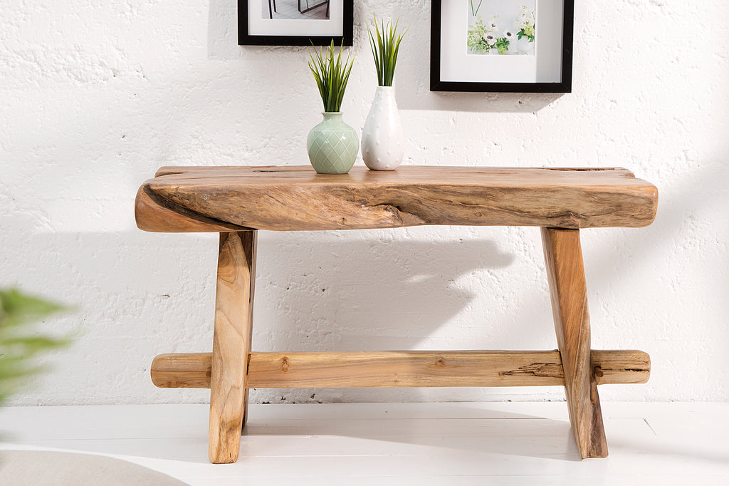 Nature Root Solid Tree Trunk Teak Wood Bench Coffee Table 80 cm