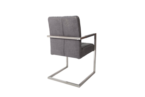 Big Aston Cantilever Steel Armchair Vintage Grey Brushed Stainless Steel