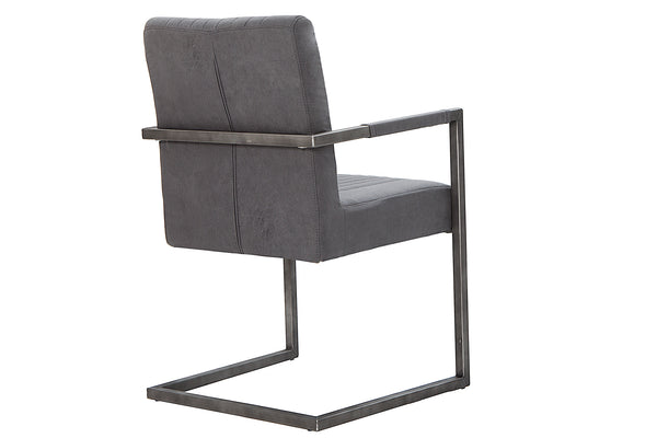 Big Aston Cantilever Steel Armchair Vintage Grey Iron Frame