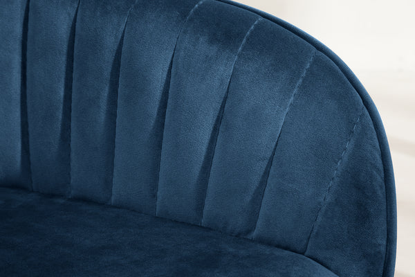Turin Noble Armrest Chair Royal Blue Velvet with Decorative Stitching