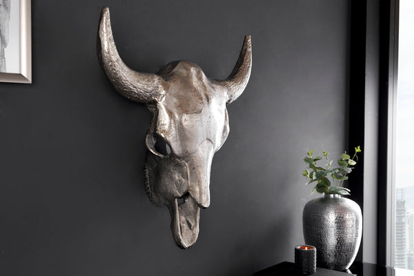 Bull Head Matador Silver Skull Wall Decoration 56cm