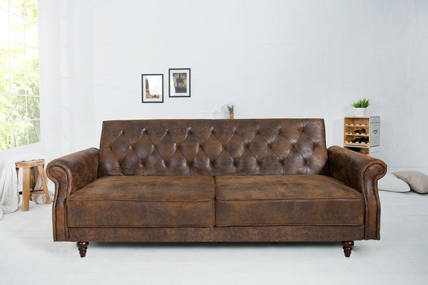 Maison Belle Affaire Chesterfield 3 Seater Sofa Bed Antique Brown 220 ...