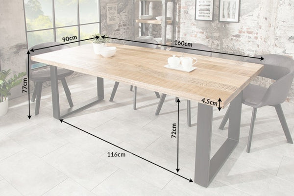 Iron Craft Solid Mango Wood Industrial Dining Table 160 cm