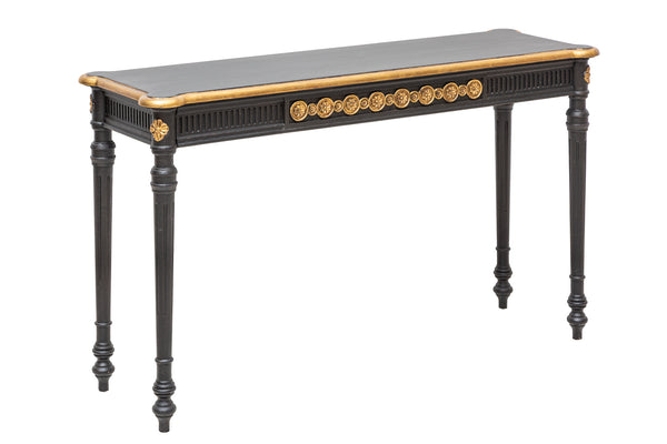 Venice Black Gold Leaf Antique Console 125 cm