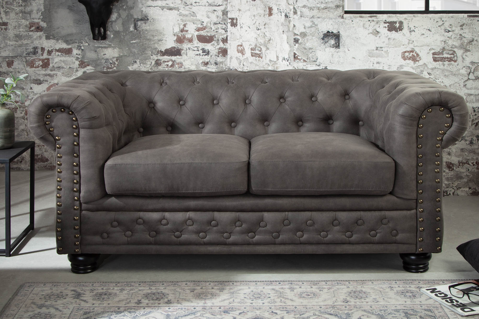 Chesterfield 2 Seater Sofa Vintage Grey