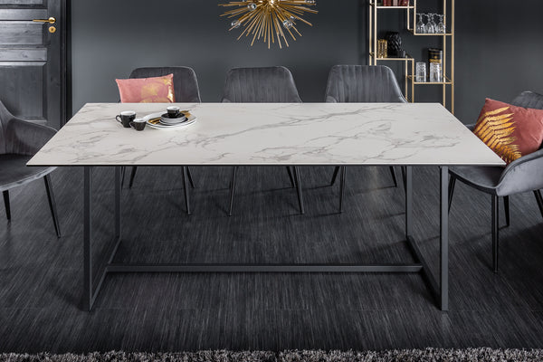Symbiose Modern Ceramic Dining Table in Marble Look 200 cm