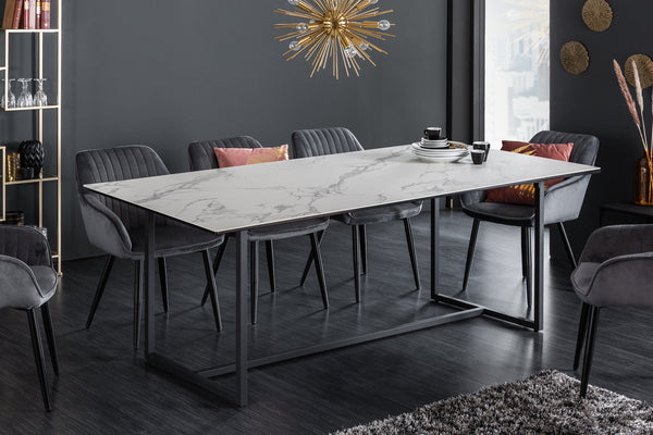 Symbiose Modern Ceramic Dining Table in Marble Look 200 cm
