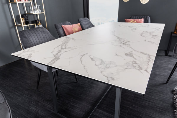 Symbiose Modern Ceramic Dining Table in Marble Look 200 cm