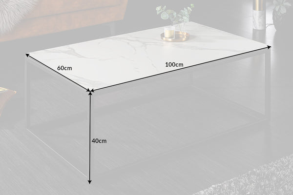 Symbiose Design Coffee Table in White Ceramic Marble Look 100 cm