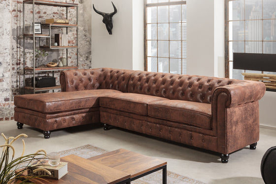 Sofa de Cuero – Chesterfield Color Distroi Oak, 240 cm de frente