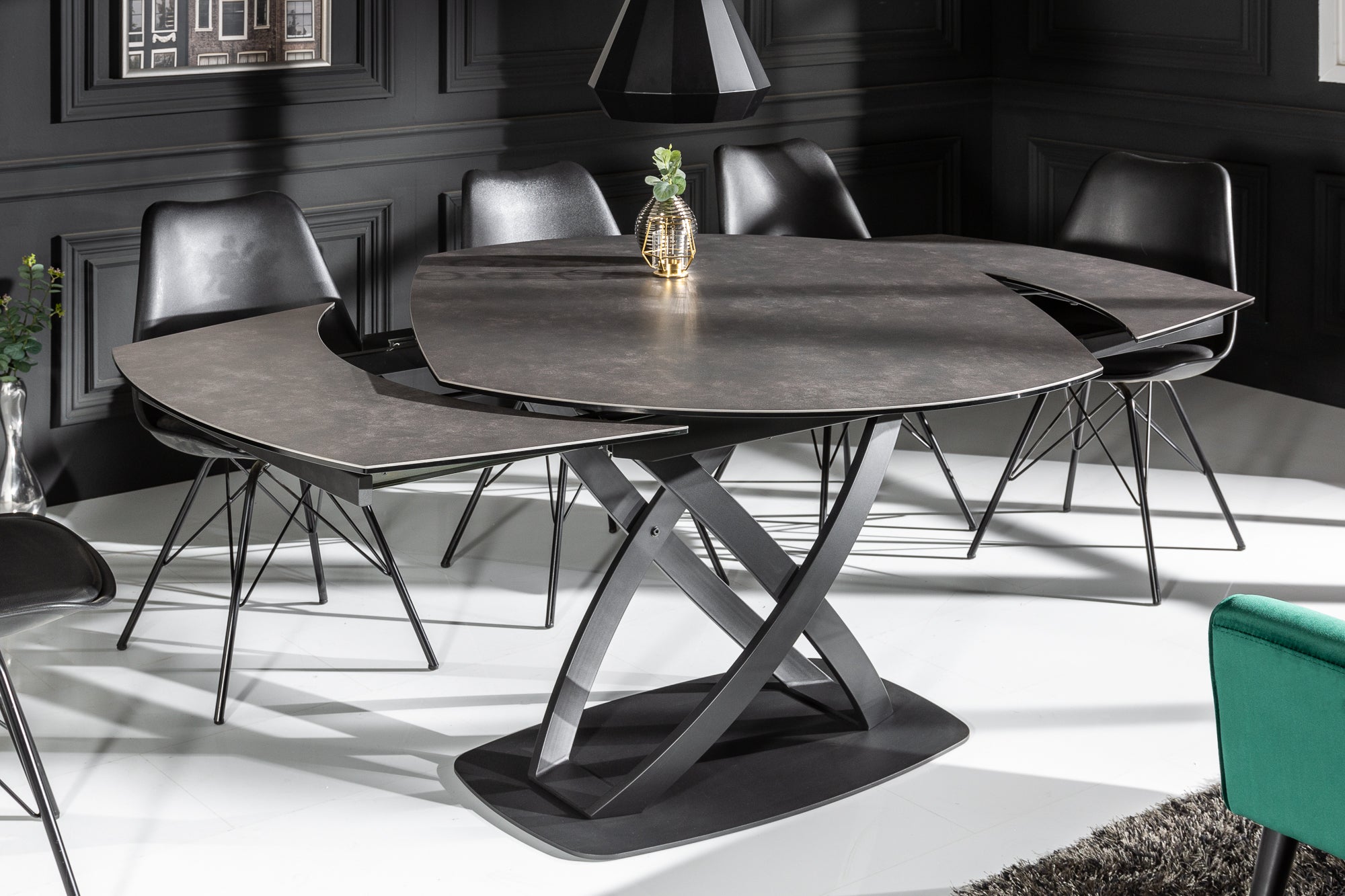 Inception Extendable Dining Table 130-190 cm in Anthracite Look Cerami ...