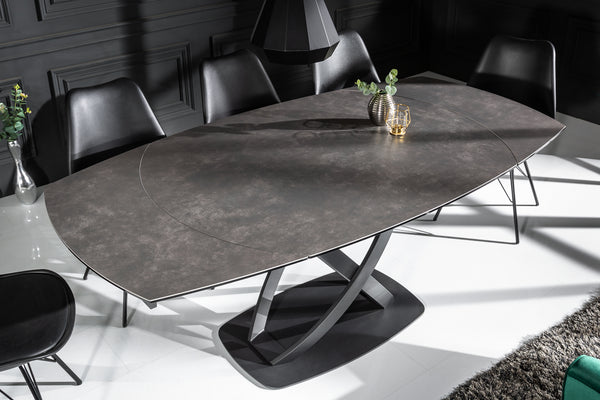 Inception Extendable Dining Table 130-190 cm in Anthracite Look Ceramic Rotating