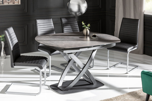 Inception Extendable Dining Table 130-190 cm in Anthracite Look Ceramic Rotating