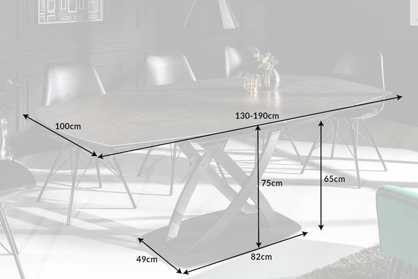 Inception Extendable Dining Table 130-190 cm in Anthracite Look Ceramic Rotating